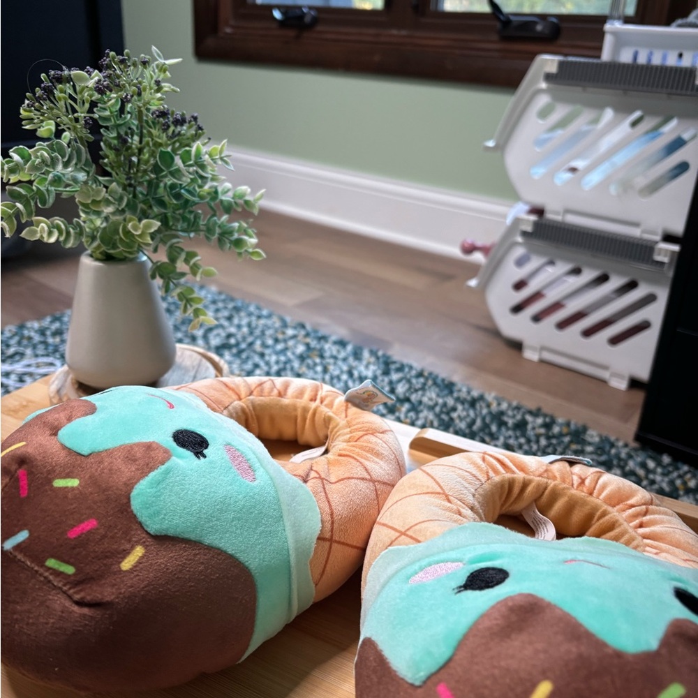 Squishmallows Mint and Brown Kids Slippers